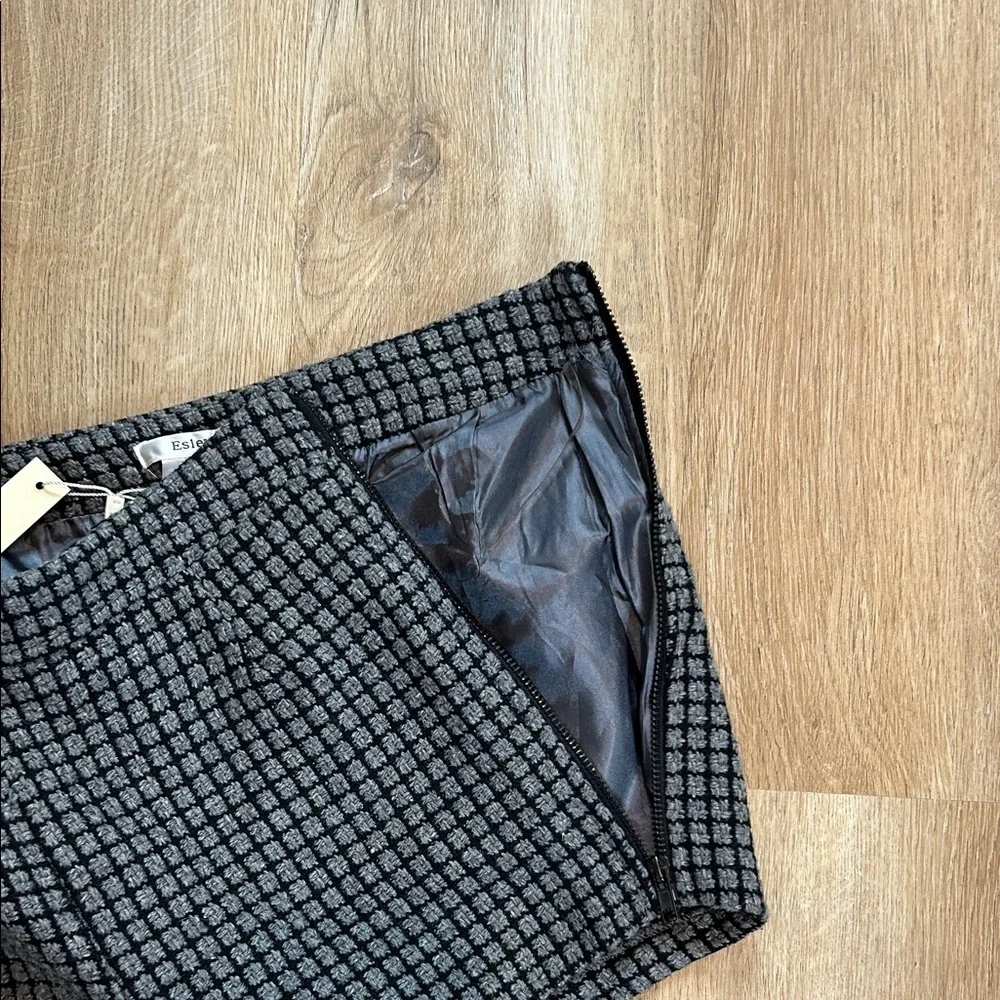 Esley High Waist Black and Gray Checkered Wool Lined Shorts - Picture 4 of 8